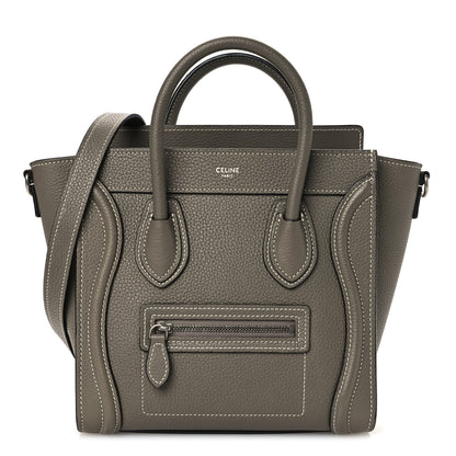 Celine Drummed Calfskin Nano Luggage Souris 1 of 10