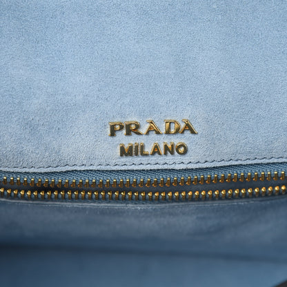 Prada Glace Calfskin Etiquette Flap Shoulder Bag Black 6 of 14