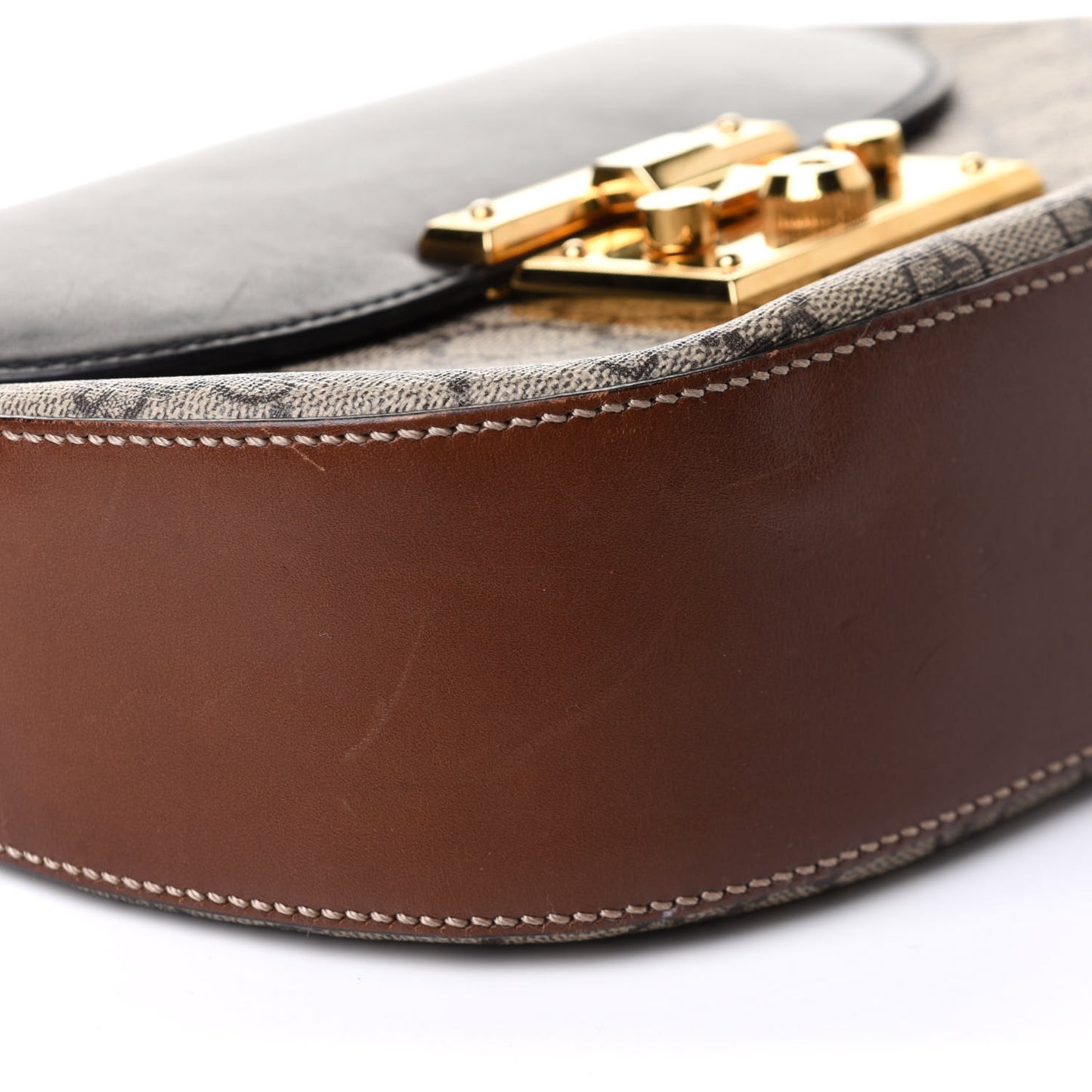 GG Supreme Monogram Web Medium Padlock Messenger Shoulder Bag Black