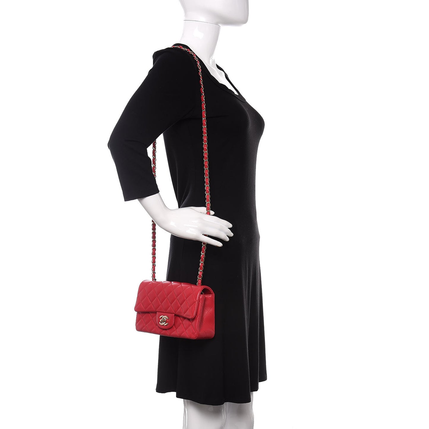 Lambskin Quilted Mini Rectangular Flap Red