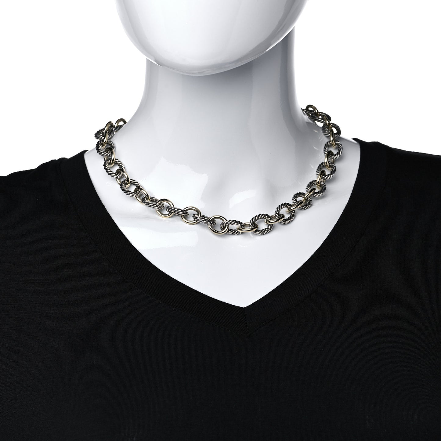 Sterling Silver 18K Yellow Gold 12mm Large Oval Link Necklace