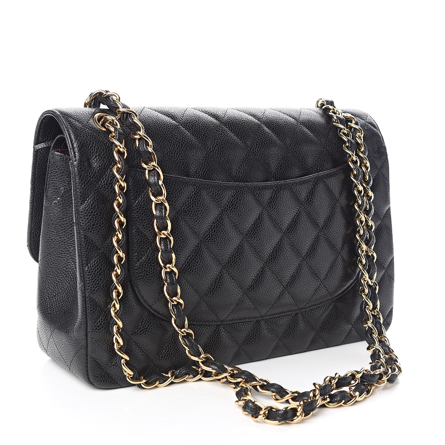 Caviar Quilted Jumbo Double Flap Black
