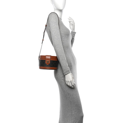 Celine Calfskin Triomphe Canvas Medium Tambour Bag Tan 2 of 12