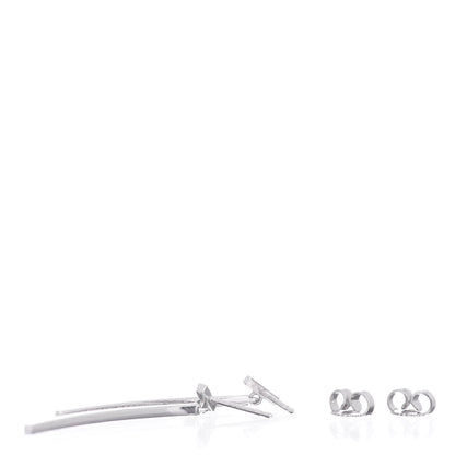 Tiffany 18K White Gold Diamond T Bar Earrings 4 of 4