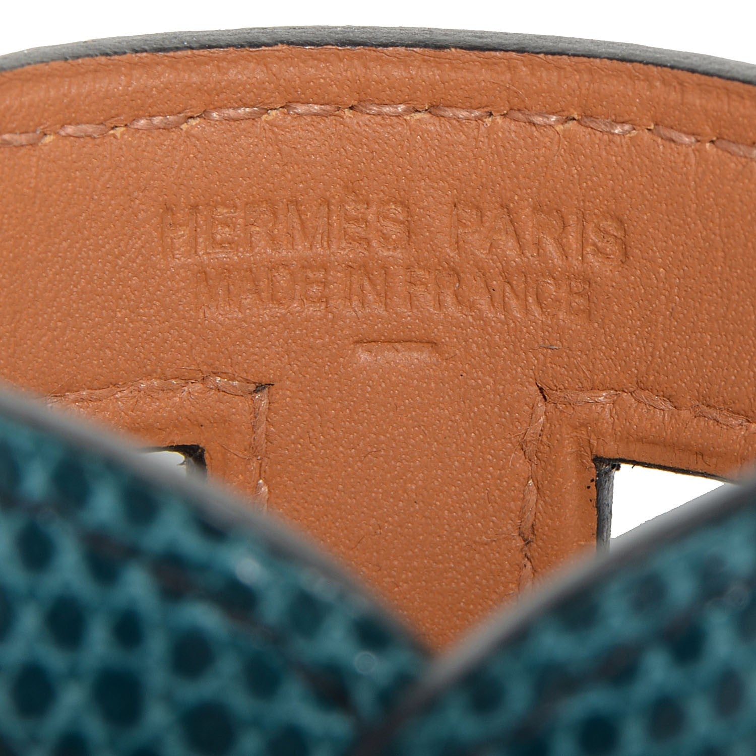 Hermes Lizard Ano Cuff Bleu Petrole 5 of 6