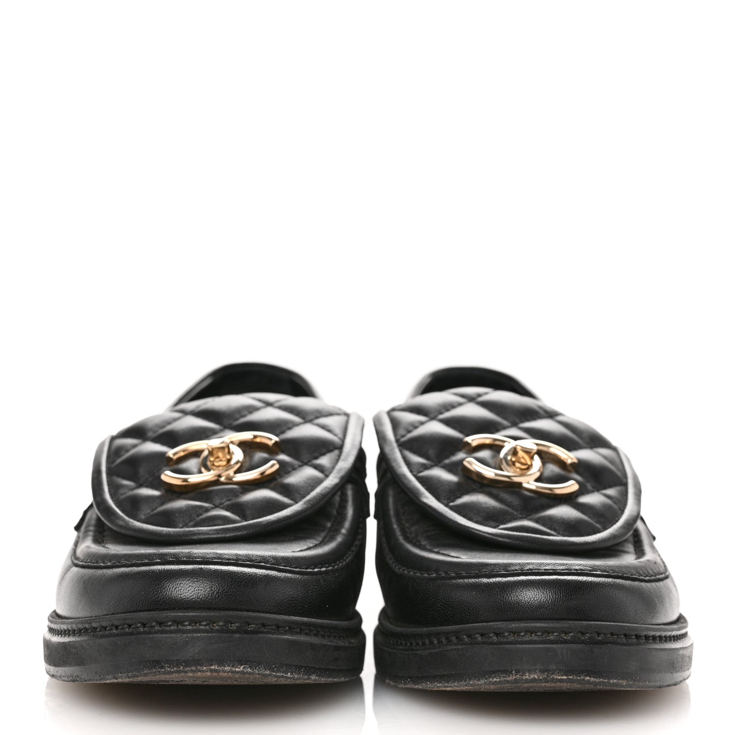 Lambskin Quilted CC Turnlock Loafers 38.5 Black