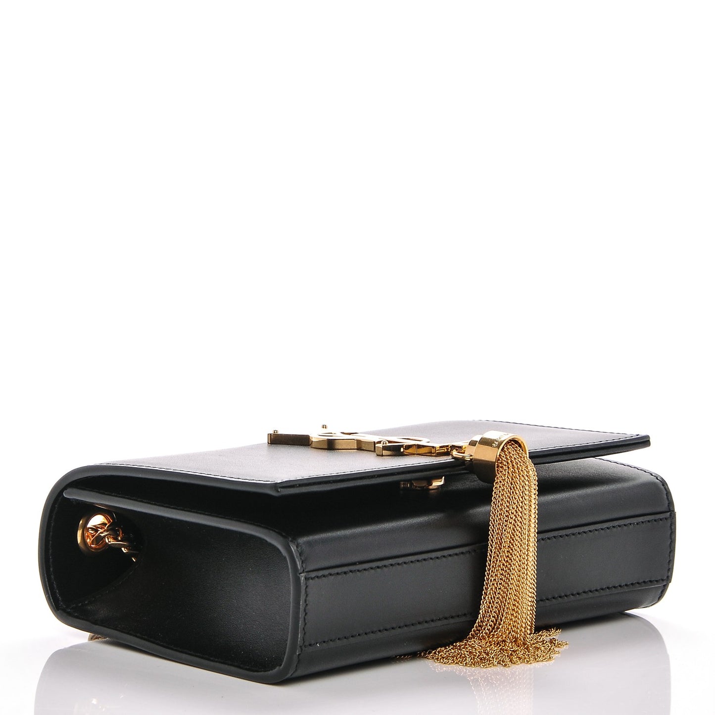 Calfskin Small Classic Monogram Kate Tassel Satchel Black