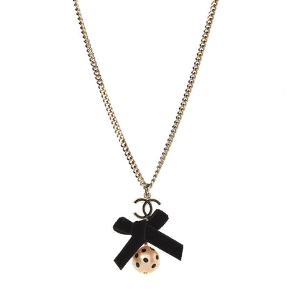 Chanel Enamel CC Bow Necklace Gold Black 1 of 5