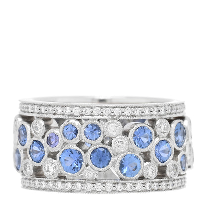 Tiffany Platinum Diamond Blue Sapphire Cobblestone Band Ring 49 4.75 1 of 4