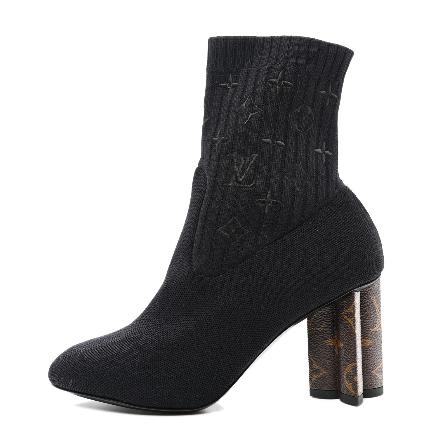 Louis Vuitton Monogram Stretch Fabric Silhouette Ankle Boots 38 Black 1 of 7