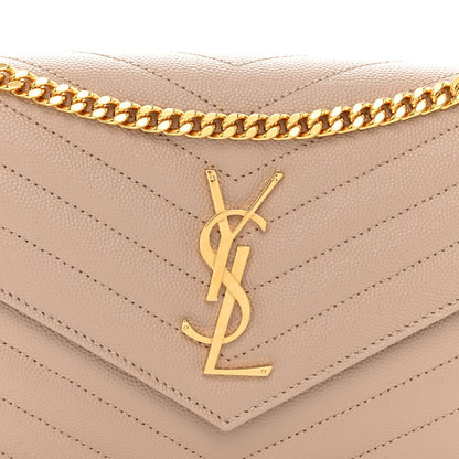 Saint Laurent Grain De Poudre Matelasse Chevron Monogram Chain Wallet Nude Powder 8 of 10