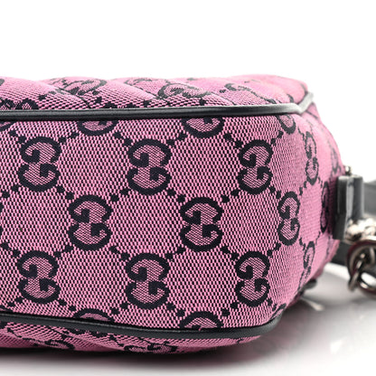 Gucci Monogram Multicolor Matelasse Diagonal Small GG Marmont Chain Shoulder Bag Pink Blue 10 of 10