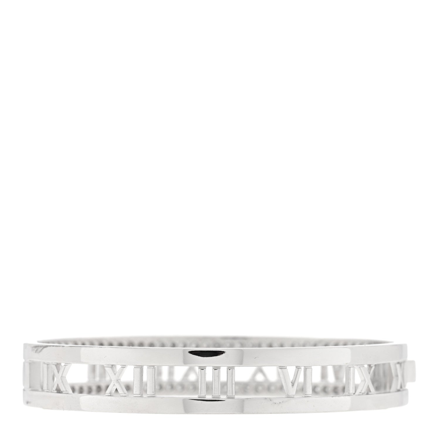 Tiffany 18K White Gold Diamond Atlas Open Hinged Bangle Bracelet 2 of 3