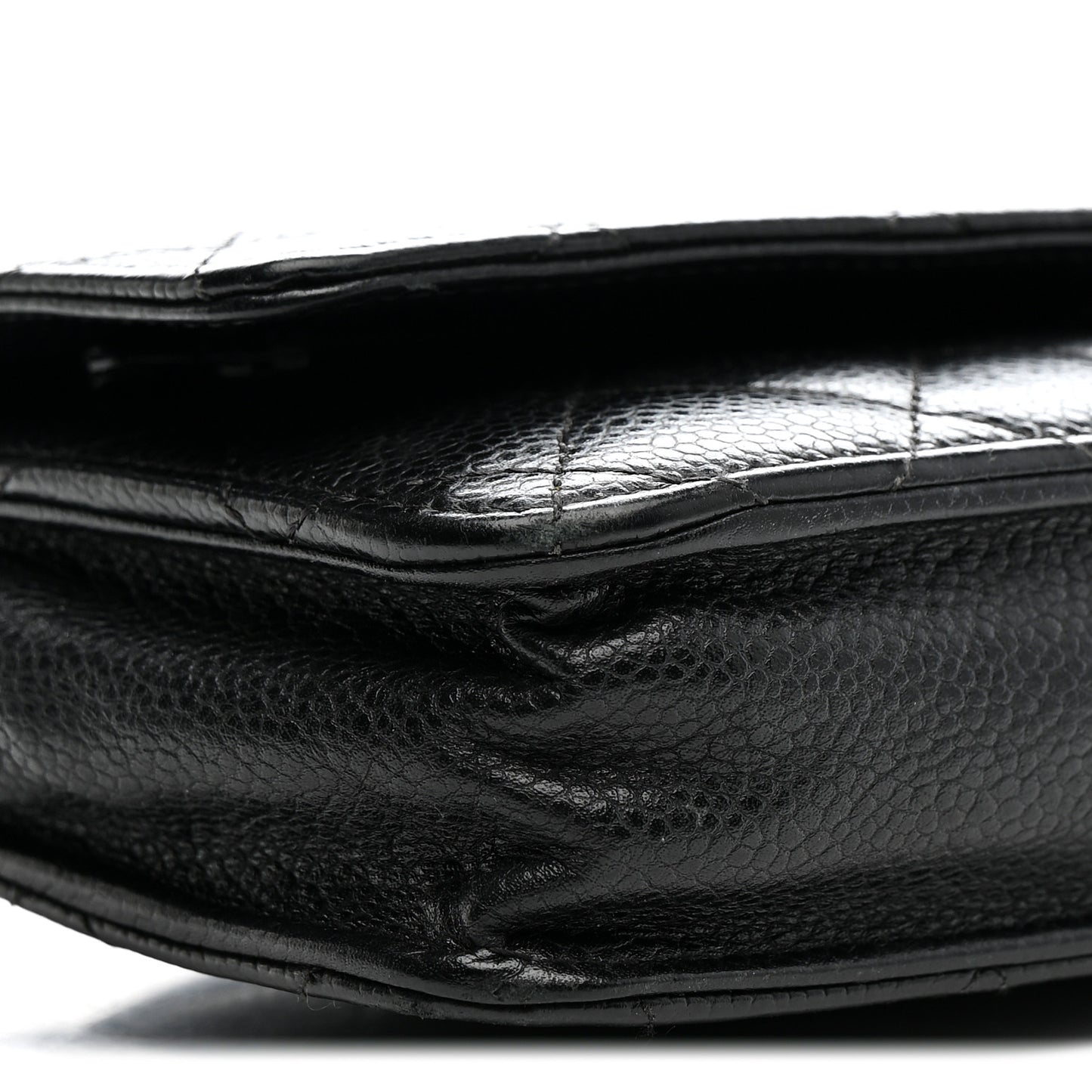 Caviar Quilted Wallet on Chain WOC Black