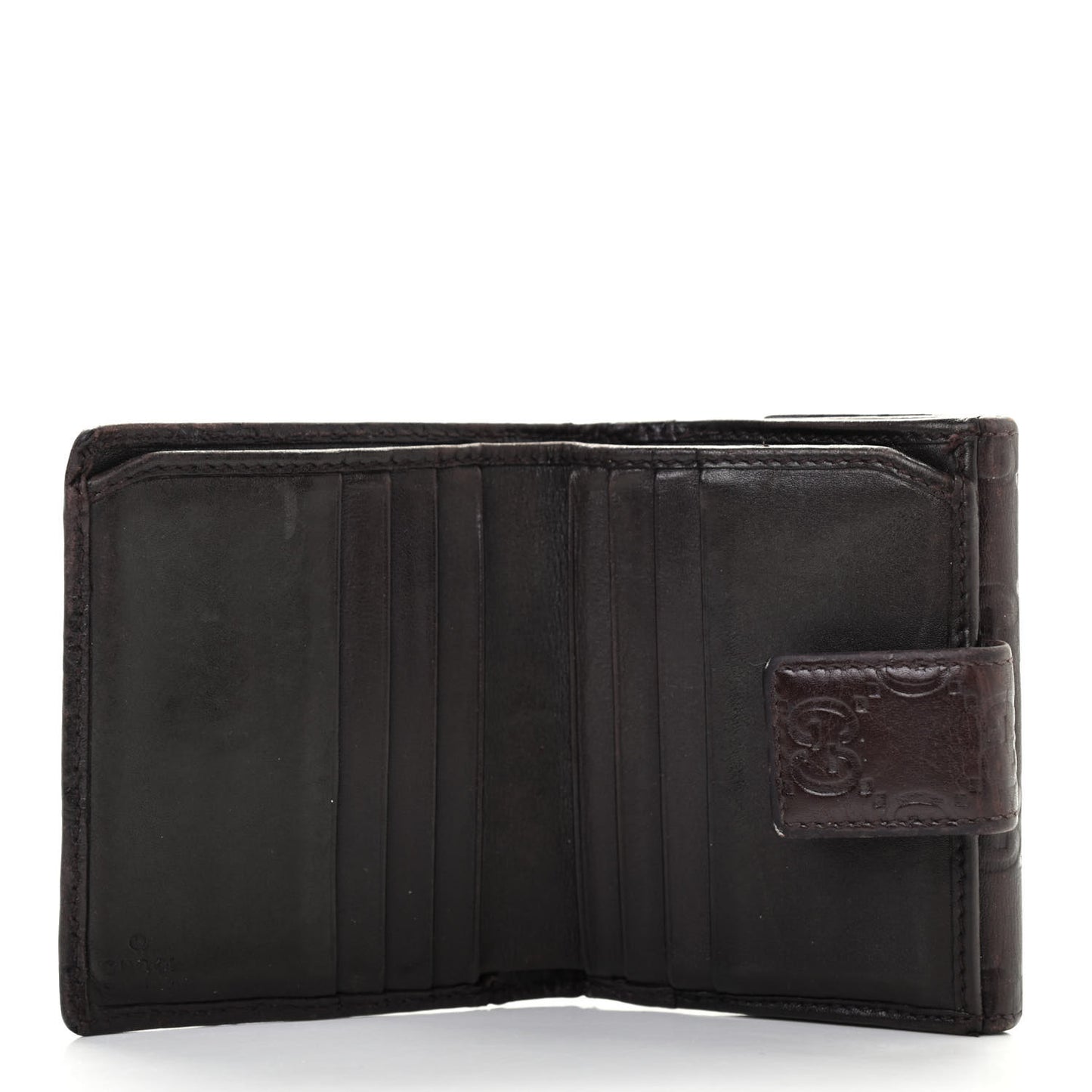 Guccissima Metal Bar French Flap Wallet Dark Chocolate