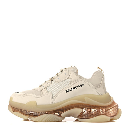 Balenciaga Fabric Mesh Clear Sole Womens Triple S Sneakers 39 Beige 1 of 5