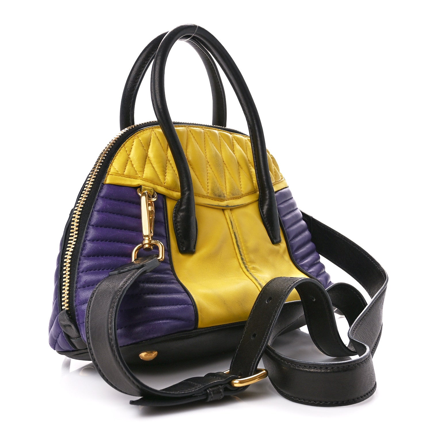 Miu Miu Nappa Matelasse Biker Satchel Sole Viola 3 of 20