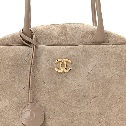 Chanel Suede Calfskin Large Perfect Bowling Bag Grey 8 of 10