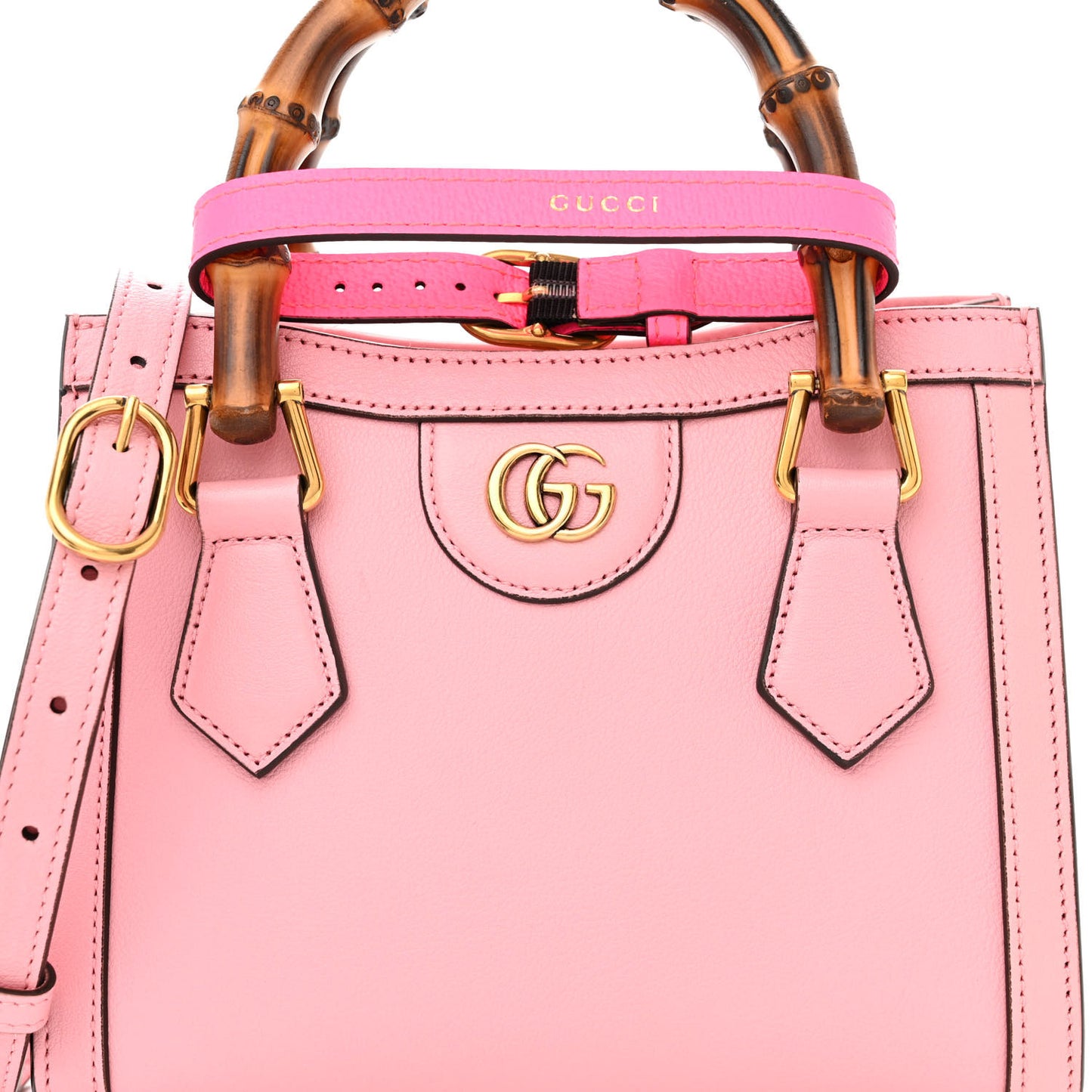 Wonka Grain Calfskin Mini Diana Tote Bag Wild Rose Fuxia Fluo