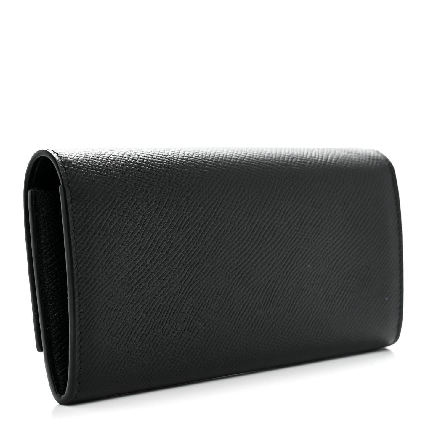 Grained Calfskin Large Flap Wallet Black