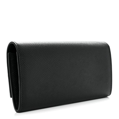 Celine Grained Calfskin Large Flap Wallet Black 3 of 7