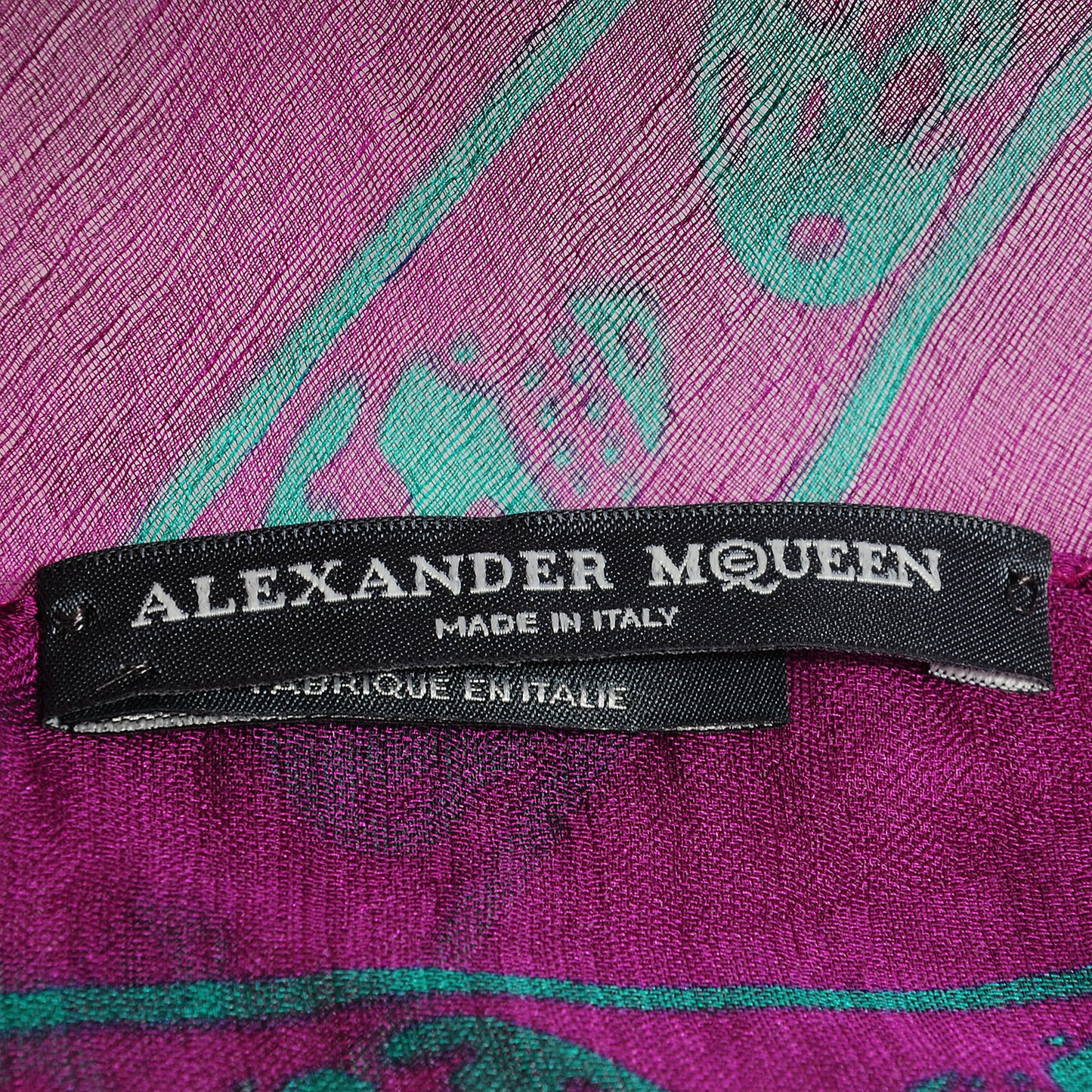 Silk Chiffon Skull Scarf Purple Green