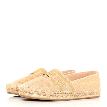 Christian Dior Cotton Embroidered Print Granville Espadrille 38.5 Gold 3 of 8