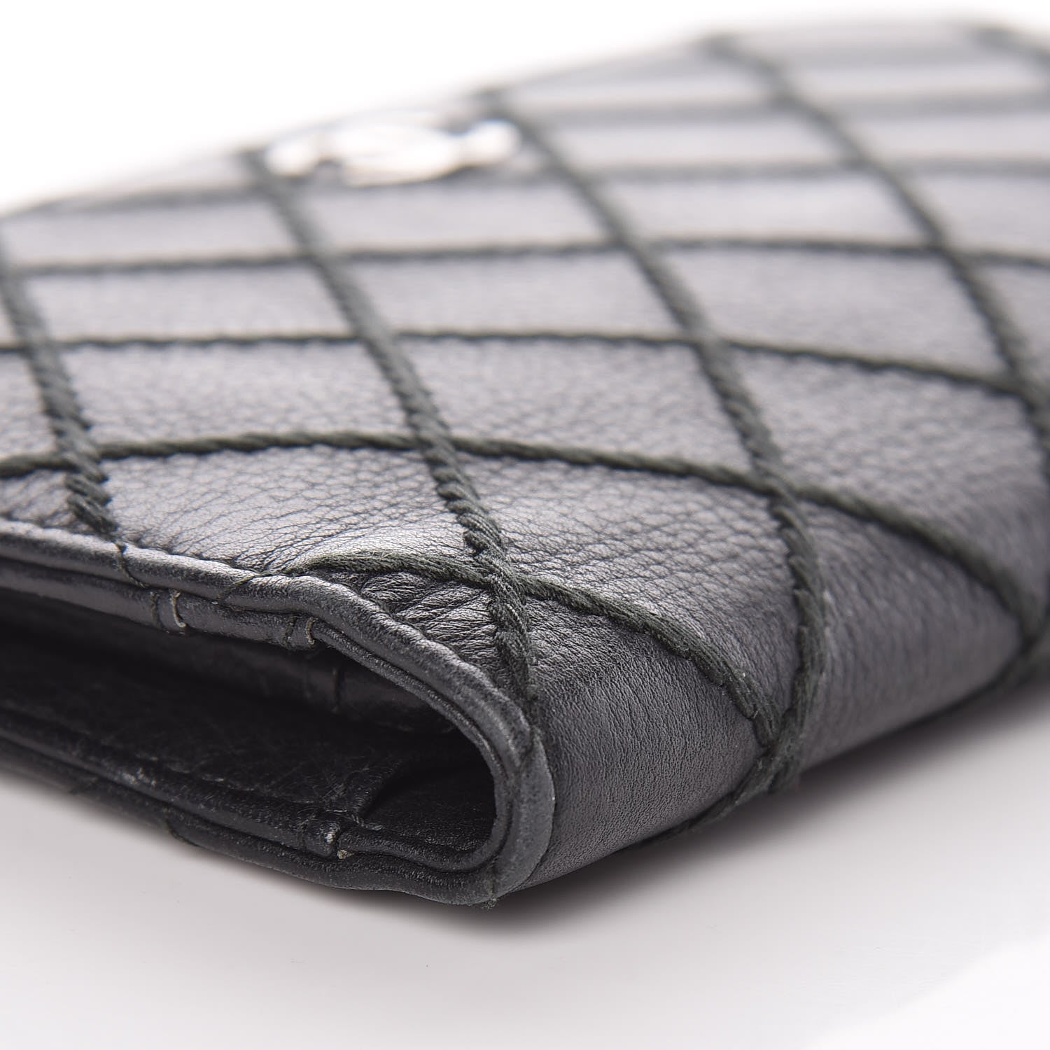 Chanel Calfskin Diamond Stitched Yen Wallet Black 12 of 14