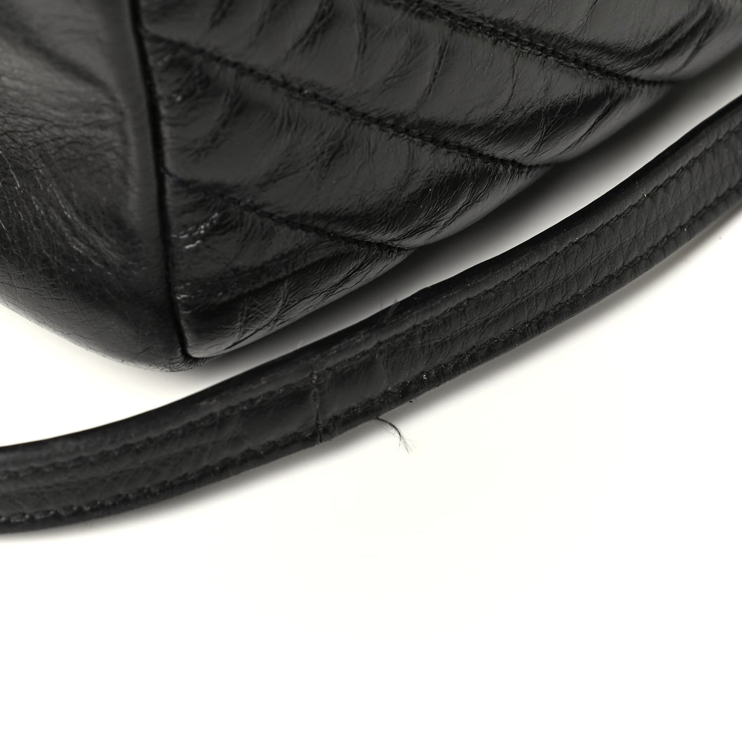 Cracked Shiny Calfskin Matelasse Monogram Lou Camera Bag Black