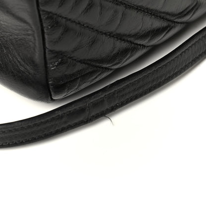 Saint Laurent Cracked Shiny Calfskin Matelasse Monogram Lou Camera Bag Black 9 of 9