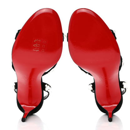 Christian Louboutin Veau Velours Crystal Embellished Emilie 85 Sandals 36 Black 5 of 7