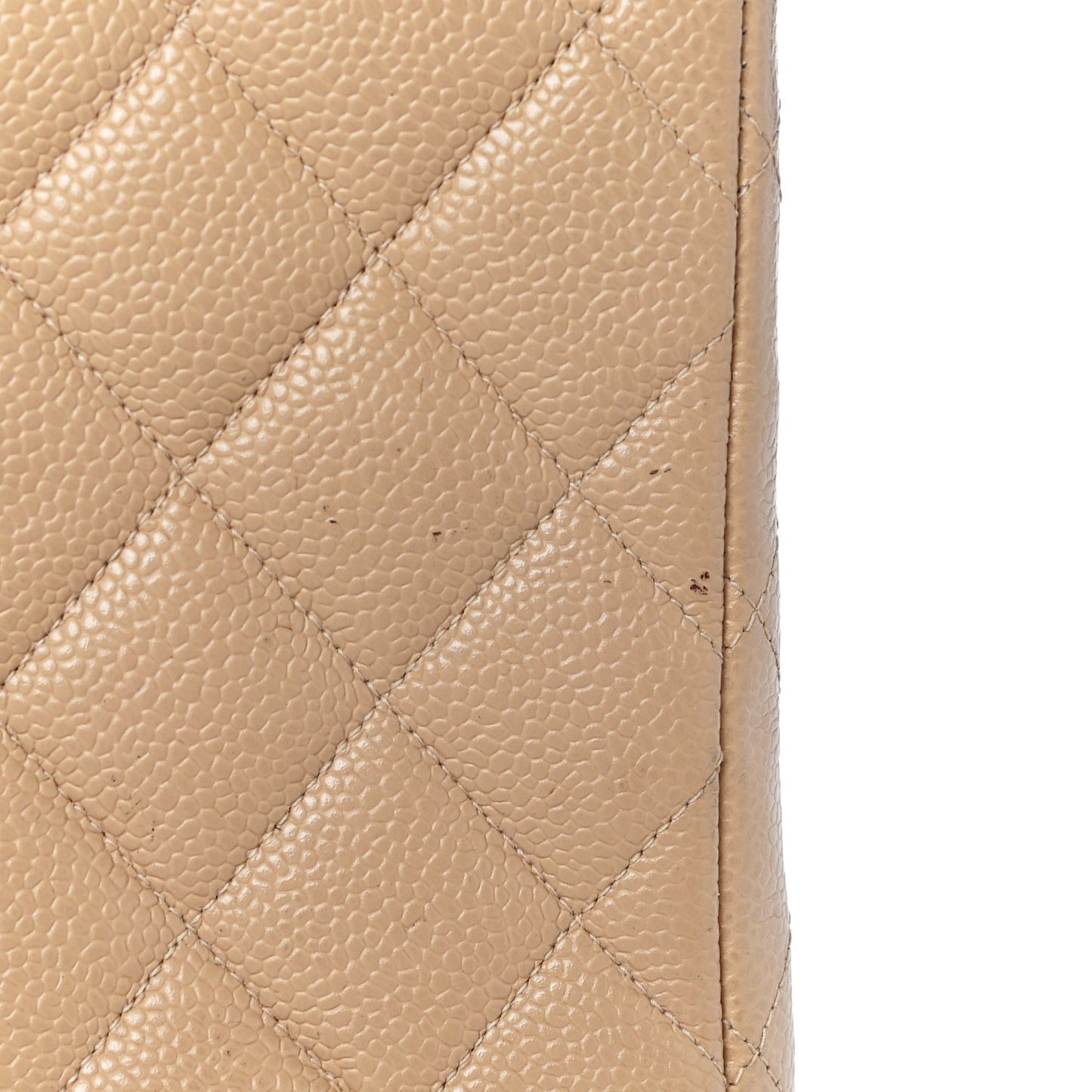 Caviar Quilted Jumbo Single Flap Beige