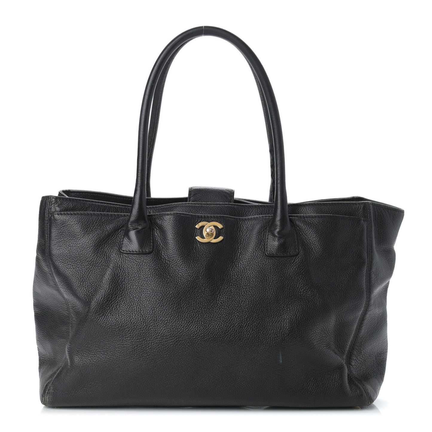 Calfskin Cerf Executive Shopper Tote Black