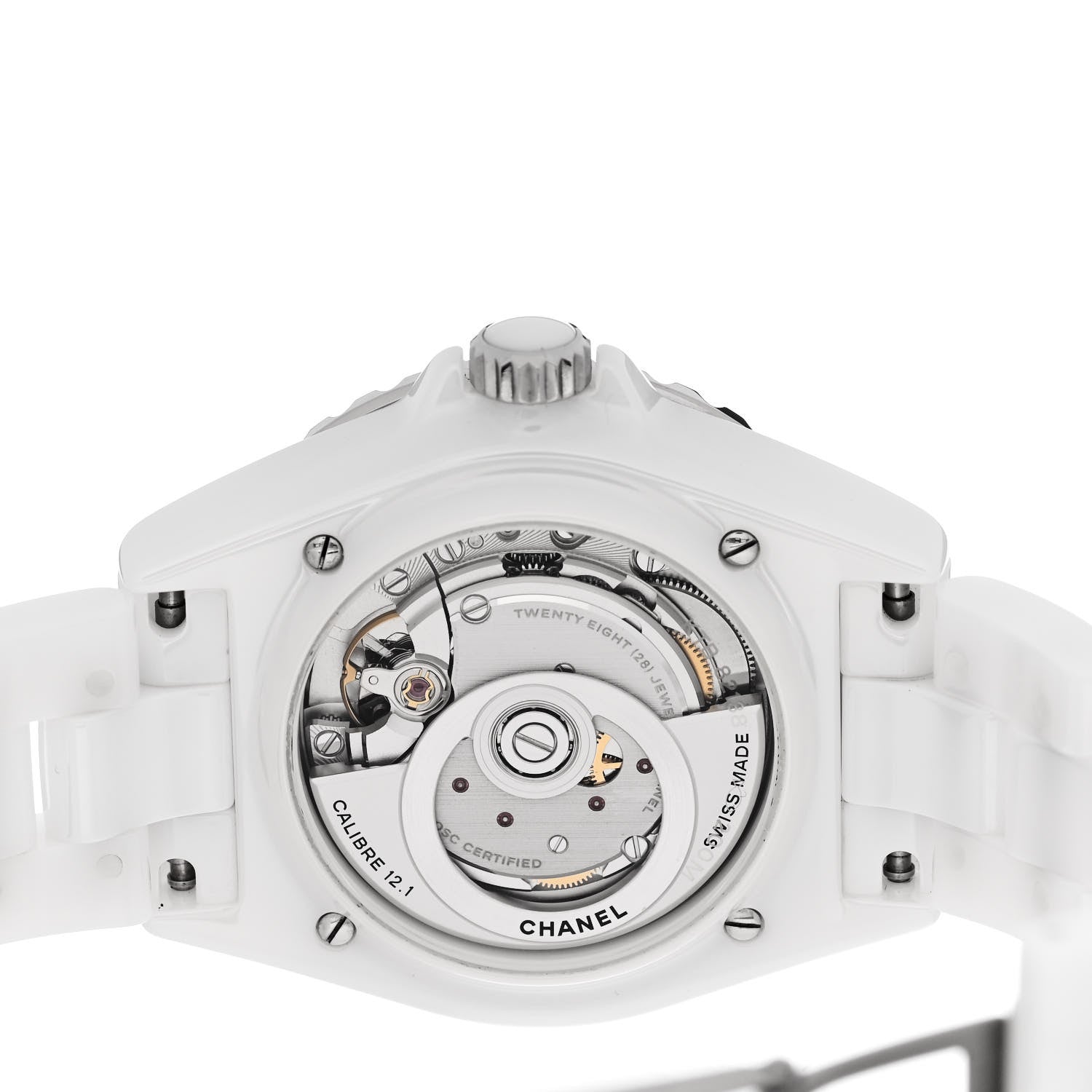 Chanel Stainless Steel Ceramic Diamond 38mm J12 Automatic Watch White 4 of 5