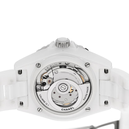 Chanel Stainless Steel Ceramic Diamond 38mm J12 Automatic Watch White 4 of 5