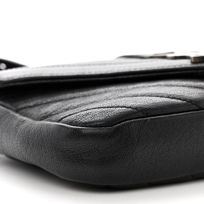 Saint Laurent Sheepskin Matelasse Chevron Monogram College Chain Wallet Black 9 of 12