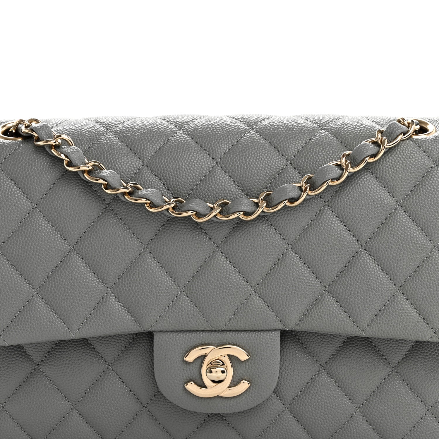 Chanel Caviar Quilted Medium Double Flap Grey 8 of 10