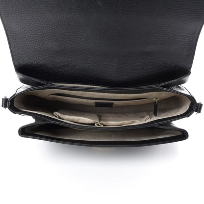 Gucci Dollar Calfskin Medium Interlocking G Top Handle Shoulder Bag Black 5 of 10
