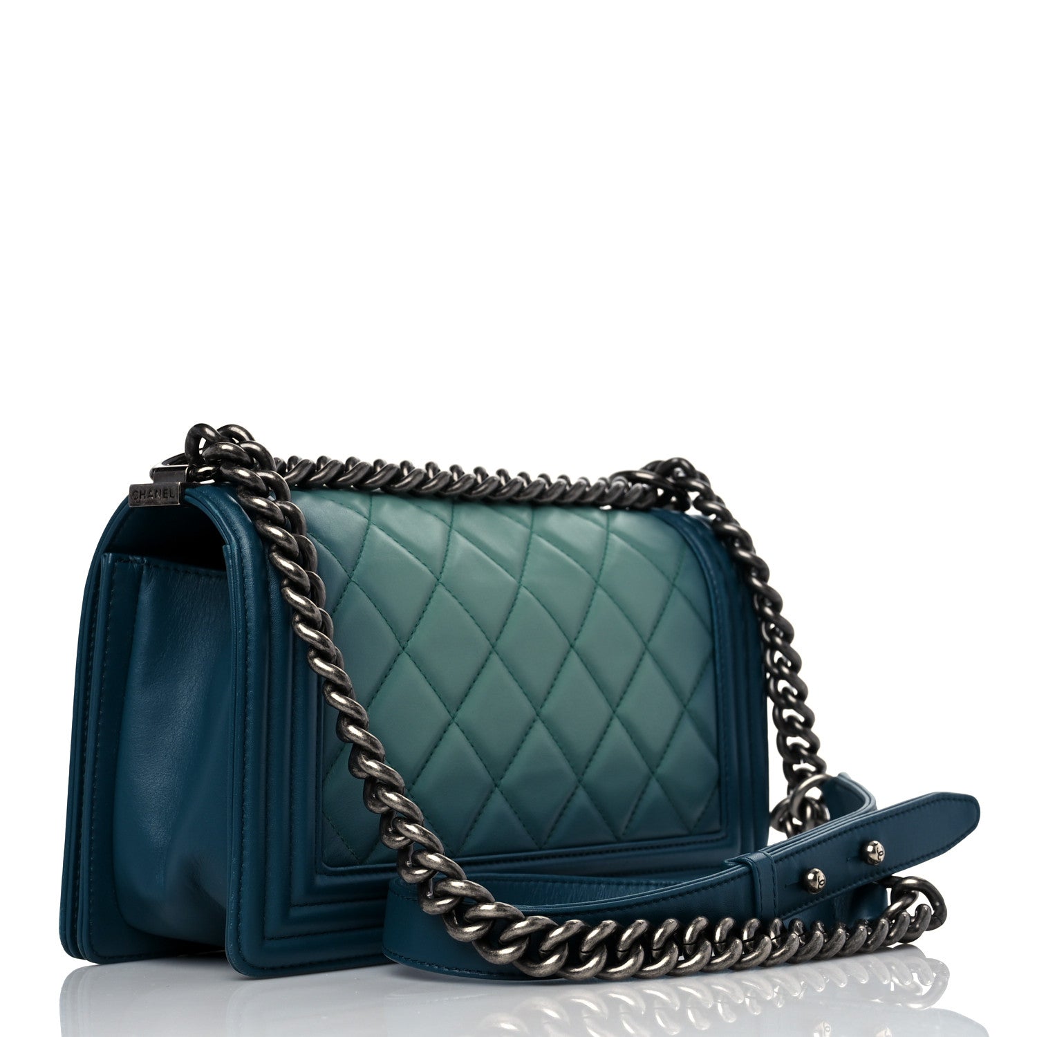 Chanel Calfskin Ombre Faded Quilted Medium Boy Flap Green 3 of 9