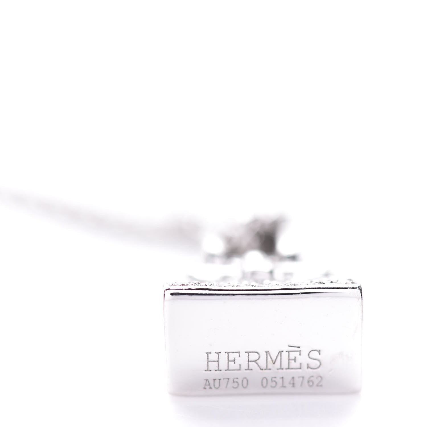 Hermes 18K White Gold Diamond Birkin Amulette Pendant Necklace 5 of 6
