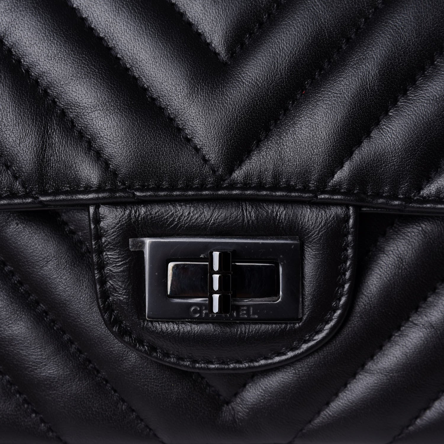 Chanel Aged Calfskin Chevron Quilted 2.55 Reissue Mini Flap So Black 8 of 11