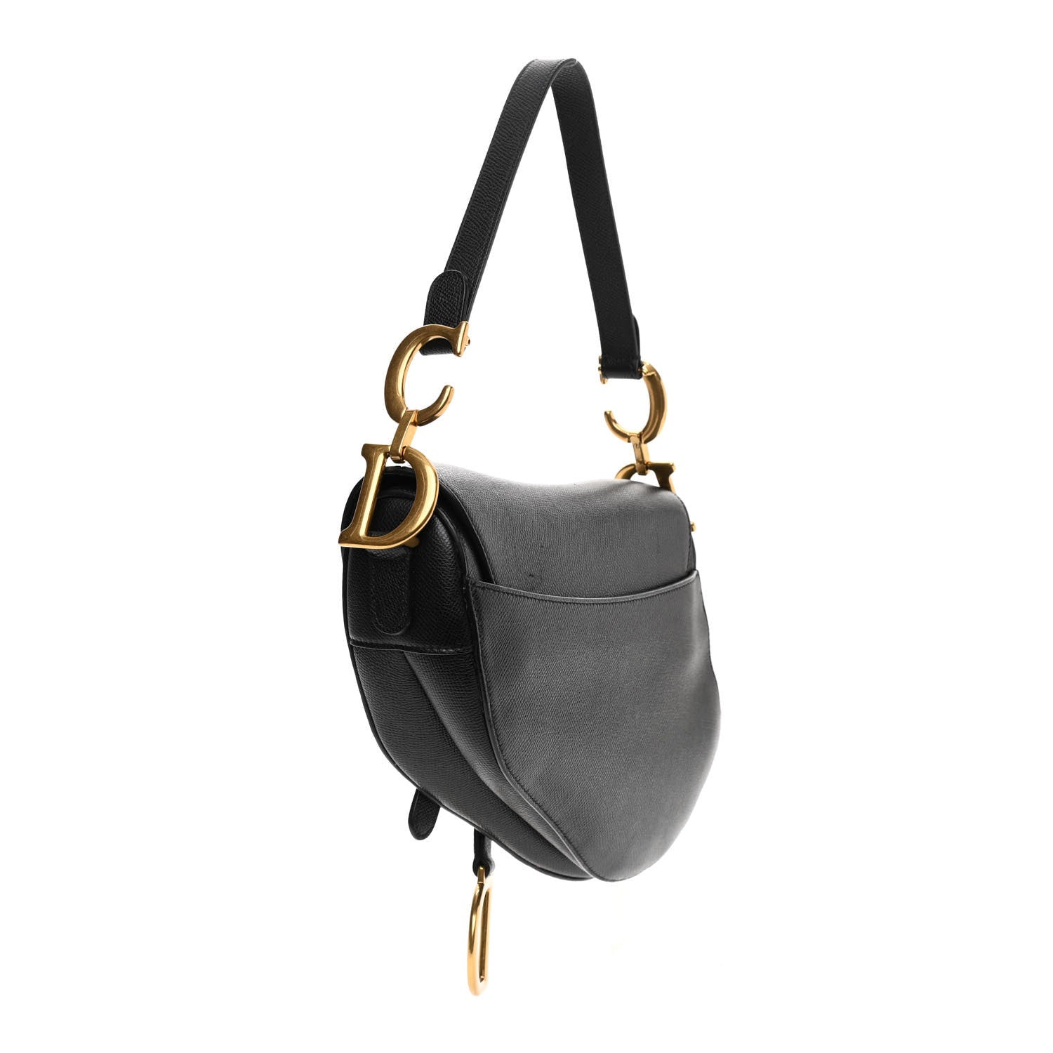 Christian Dior Grained Calfskin Saddle Bag Black 3 of 10