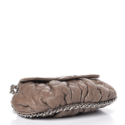 Chanel Crumpled Lambskin Quilted Medium Chain Around Flap Light Khaki 4 of 8