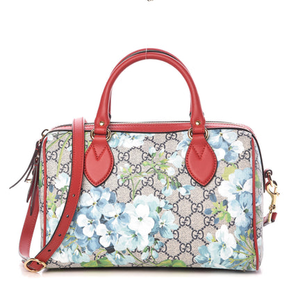 Gucci GG Supreme Monogram Blooms Small Boston Beige Blue Navy Hibiscus Red 1 of 9