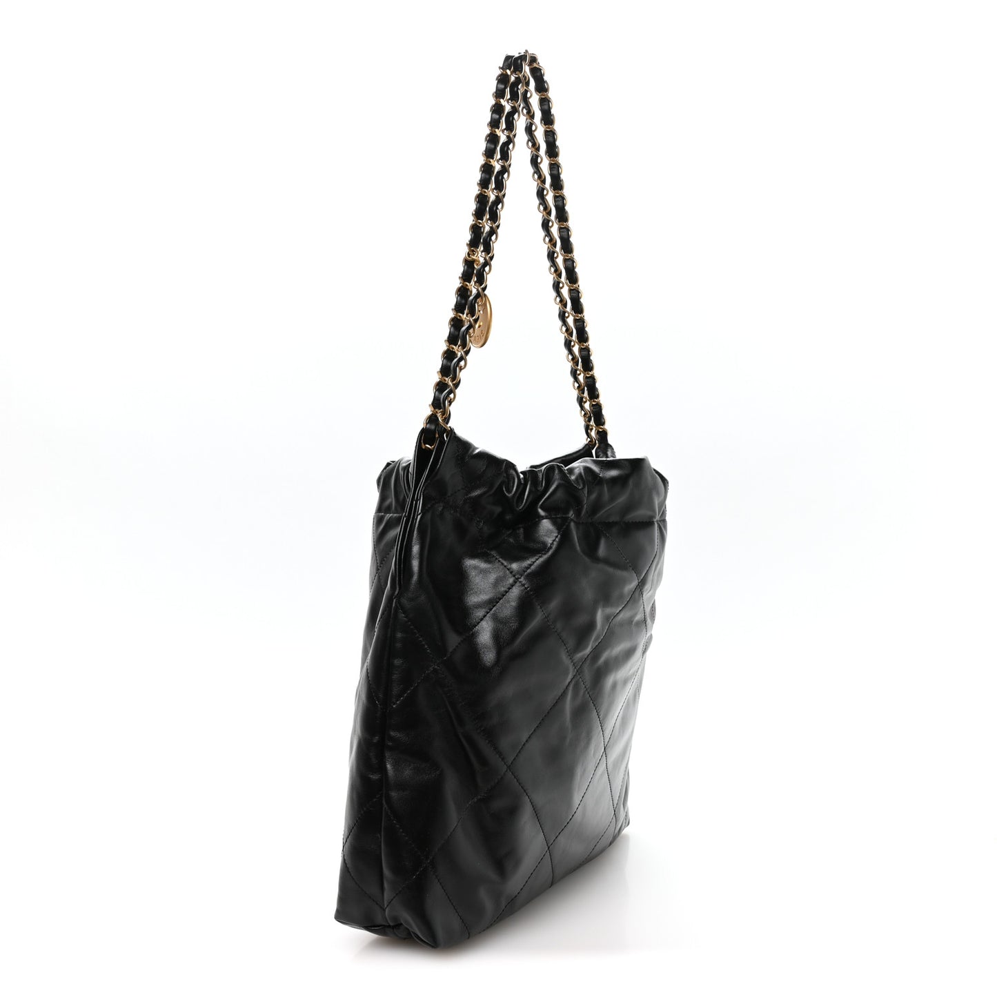 Shiny Calfskin Quilted Small Chanel 22 Black