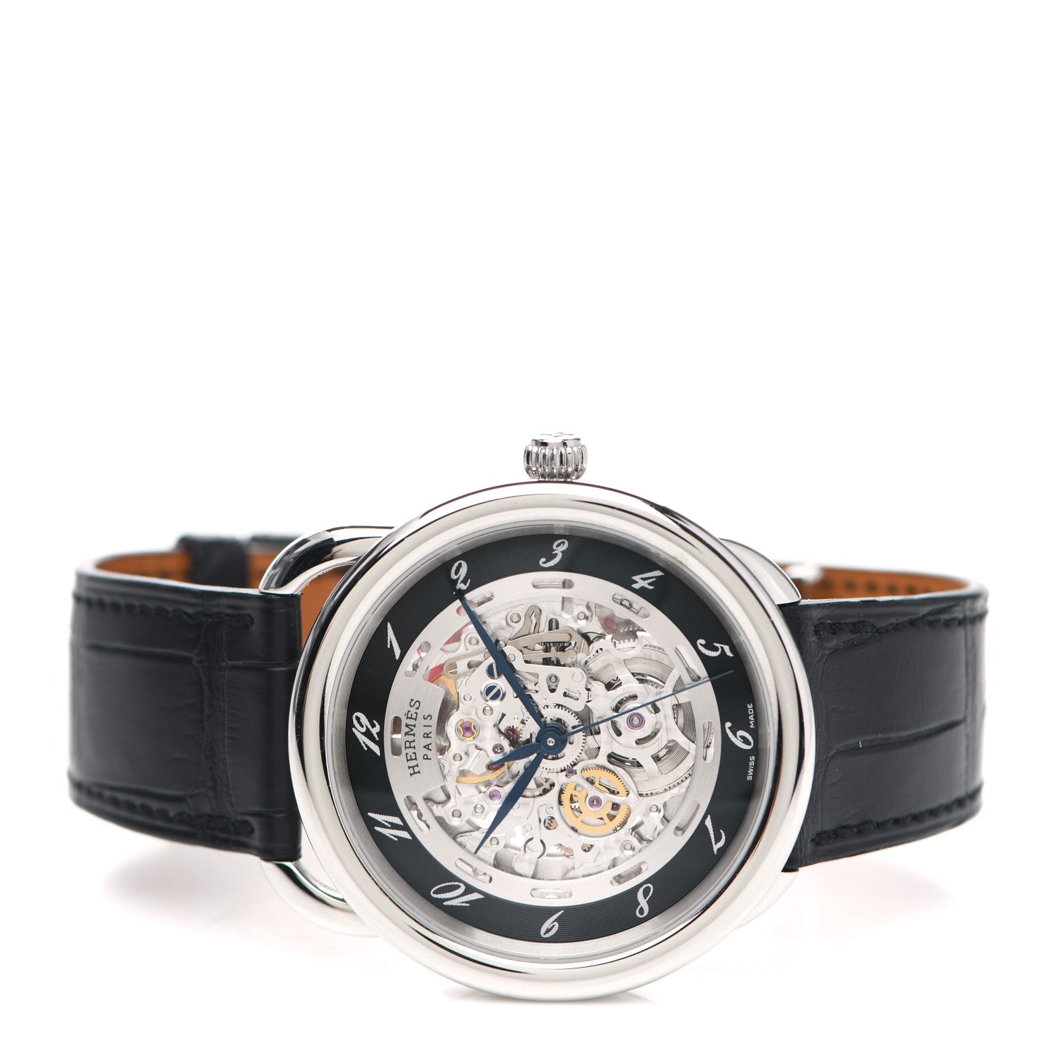 Hermes Stainless Steel Alligator 41mm Arceau Squelette Automatic Watch Noir 4 of 10