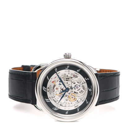 Hermes Stainless Steel Alligator 41mm Arceau Squelette Automatic Watch Noir 4 of 10