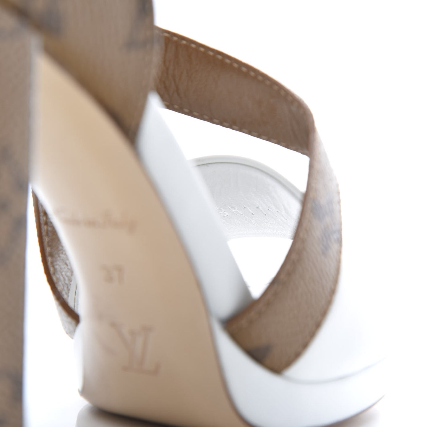 Calfskin Reverse Monogram Matchmake Cross Sandals 37 White