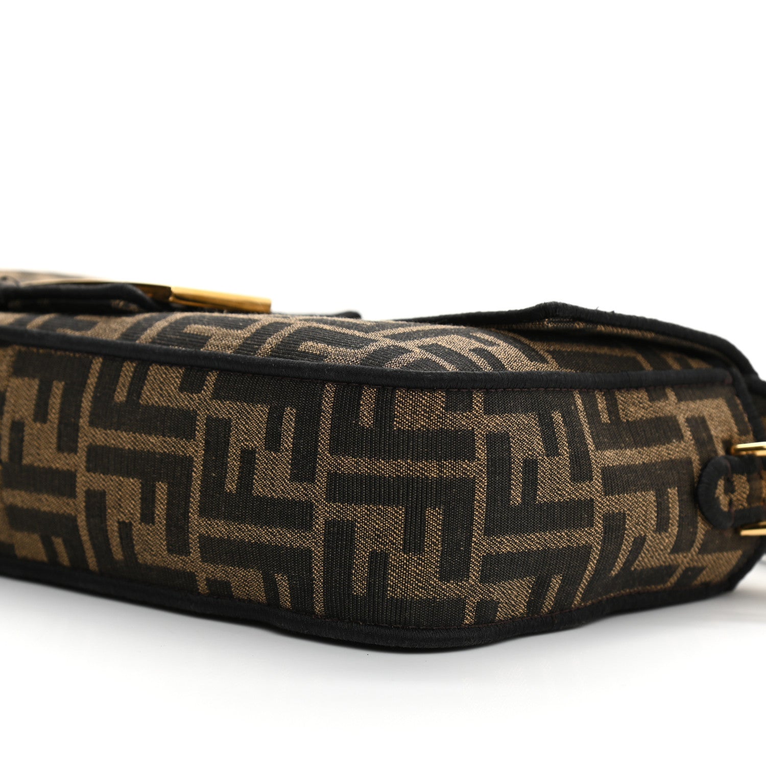 Fendi Fabric Jacquard FF 1974 Medium Baguette Tobacco Moro Black 11 of 16