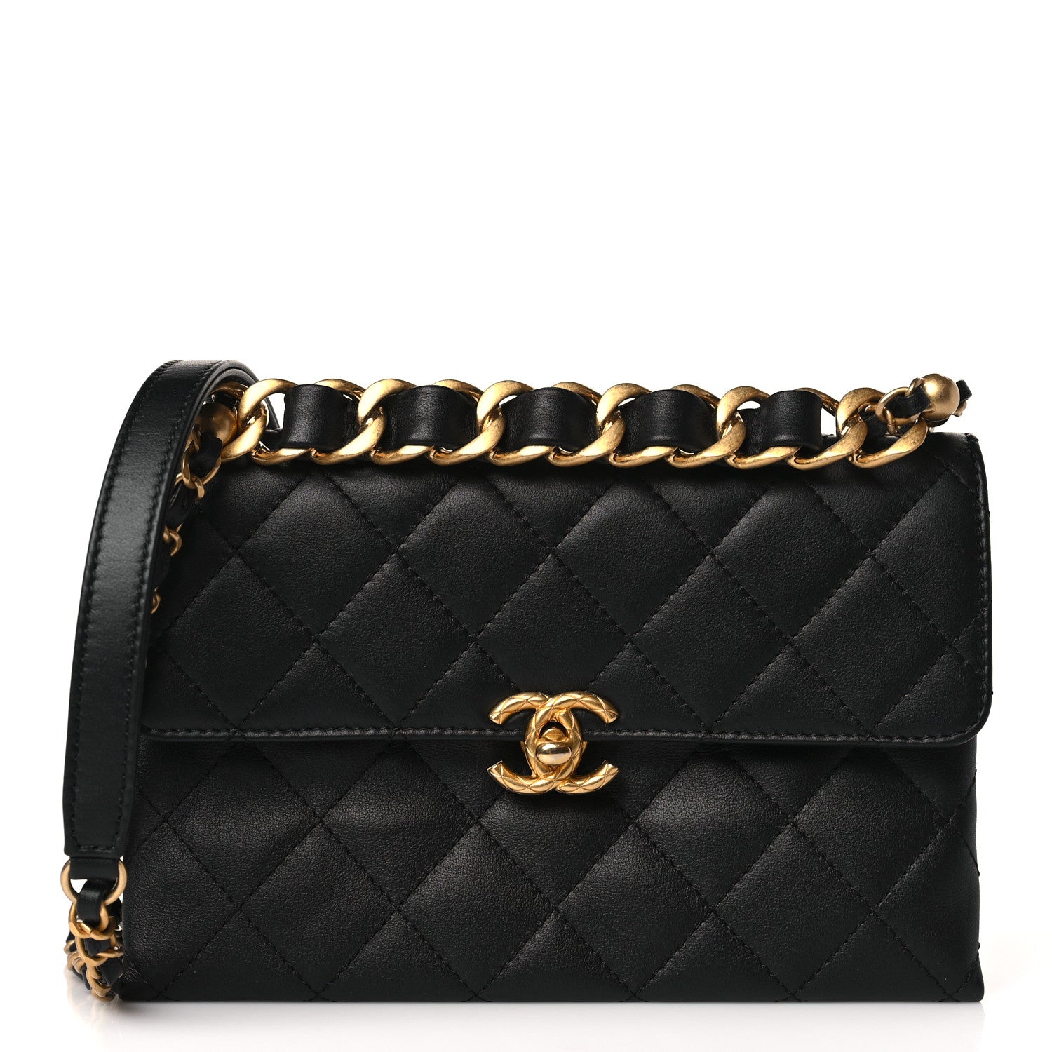Chanel Lambskin Quilted Small Chain Flap Black 1 of 9